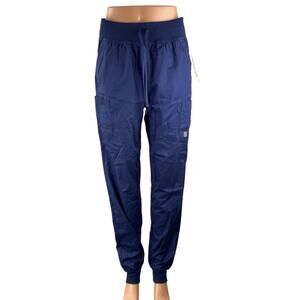 NEW Butter-soft Women's Navy Blue Tapered Leg Cargo Jogger Scrub Pants Size S
